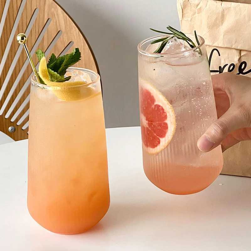 500ml Heat-Resistant Rib Coffee Glass Water Cups Vertical Stripes Milk Tea Mug For Drinking Beer Wine Juice For Home Bar Party C251126