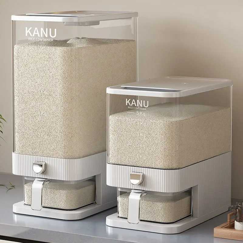 Rice bucket press type automatic rice dispensing household insect proof and moisture-proof sealed rice storage tank Y251126