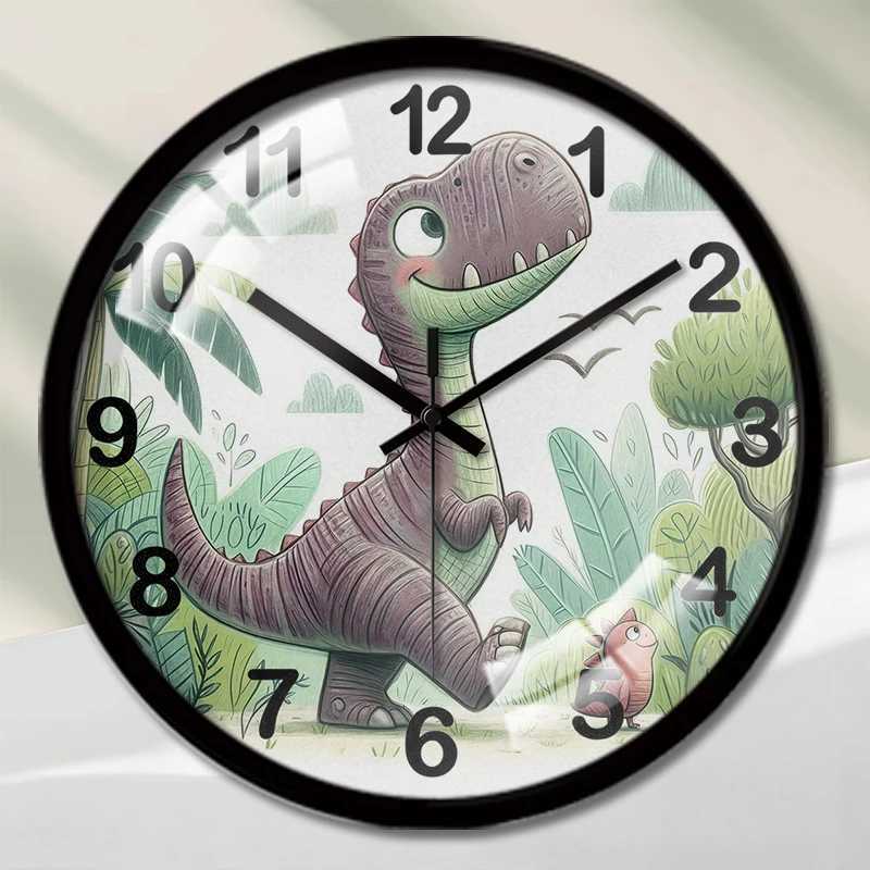 Jungle Dinosaur Cartoon Round Silent Hanging Wall Clock Suitable For Living Room SchoolStudy RoomBedroom Childrens Gifts C251126