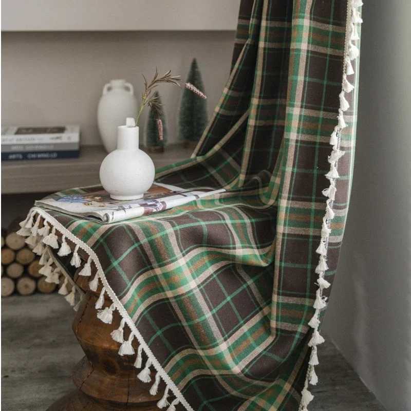 Christmas Christmas Red Green Plaid Curtain Finished Wholesale Vintage Small Window Kitchen Curtain Semi-blackout Bay Window Curtain Y251126