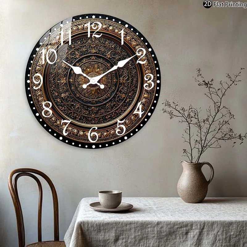 Wooden Silent Wall Clock nate gold wall clock intricate patterns Quartz Analog Clock FarmhouseOffice Idea Christmas Halloween C251126