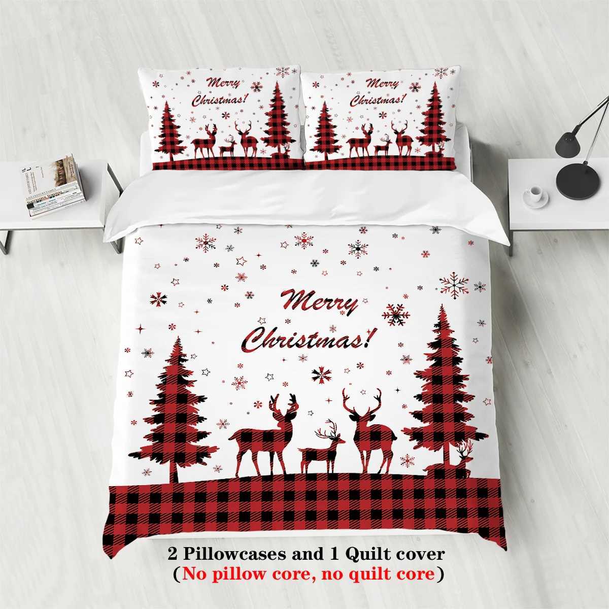 Christmas 3pcs Merry Christmas themed pattern bedding set Christmas tree for teenagers and adults bedroom a Christmas gift Y251126