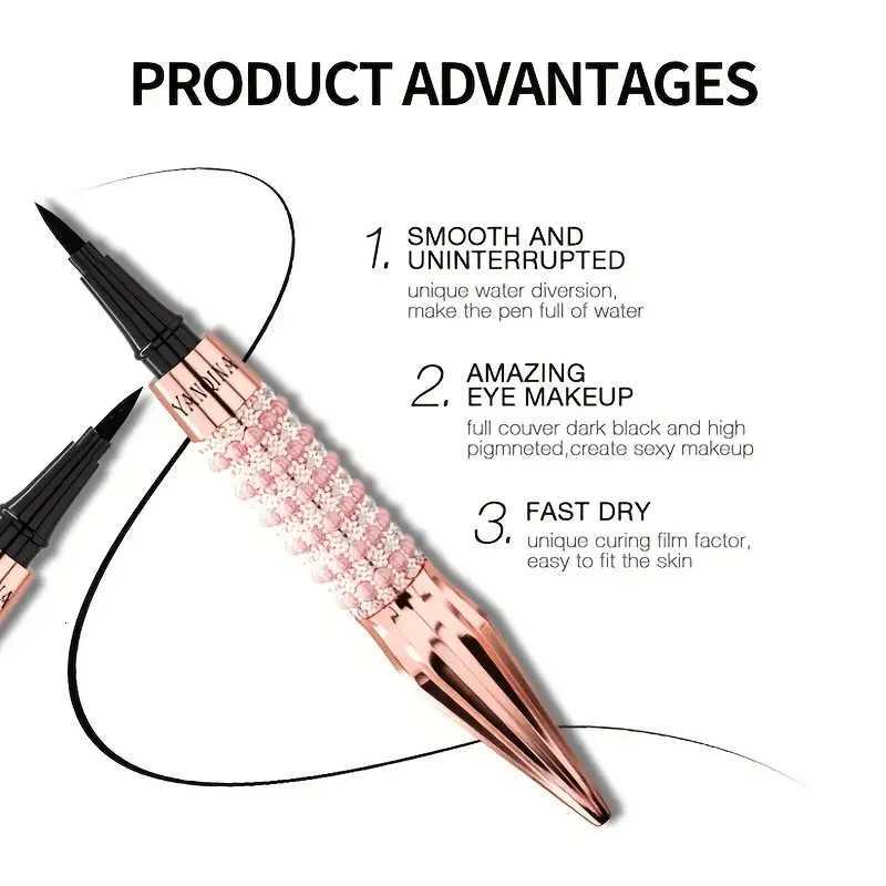 Precision Black Liquid EyelinerEyeliner with RhinestonesLong-Lasting Waterproof and Sweat-ProofQuick-Dry Eyeliner Eye MakeupT251126