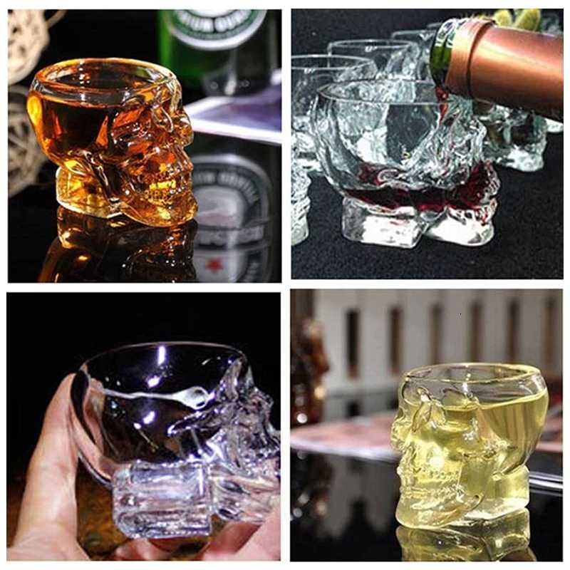Skull Head Designed Clear Glass Cup Beer Cocktail Red Wine Cups Heat Resistant Tea Coffee Mugs Bar Whiskey Drinkware For Gift C251126