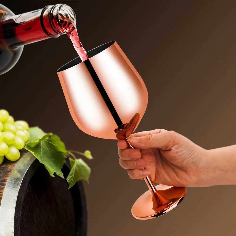 European-style Stainless Steel Red Wine Glass 500ml Tall Wine Glass Cocktail and Juice Glass for Bars Parties Restaurants C251126