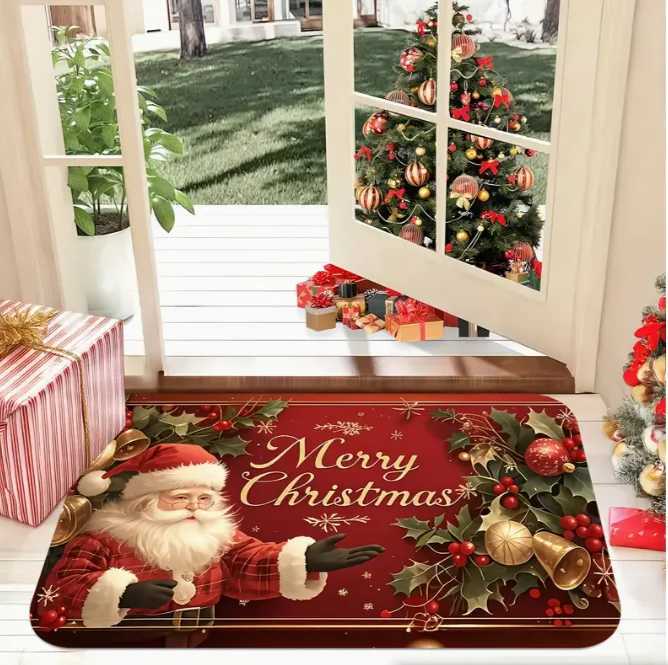 Merry Christmas Door Mat Sparkling Star Christmas Welcome Area Carpet Suitable Living Room Bedroom Kitchen Home Decoration MatsM251126