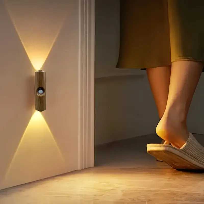 LED Night Light with Motion Sensor USB Rechargeable Indoor Ambient Lighting Dimmable Wall amps for Entryway Bedside Desk Closet M251126