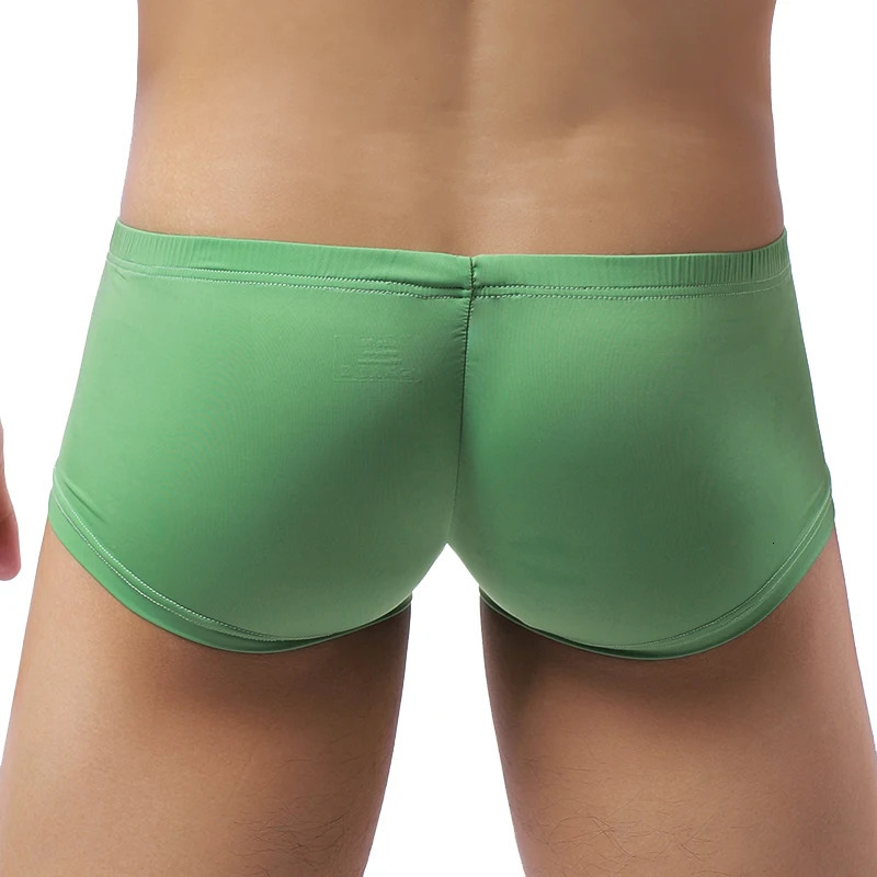 Mens underwear ice silk mens breathable solid color ultrathin fast drying boxing 250420