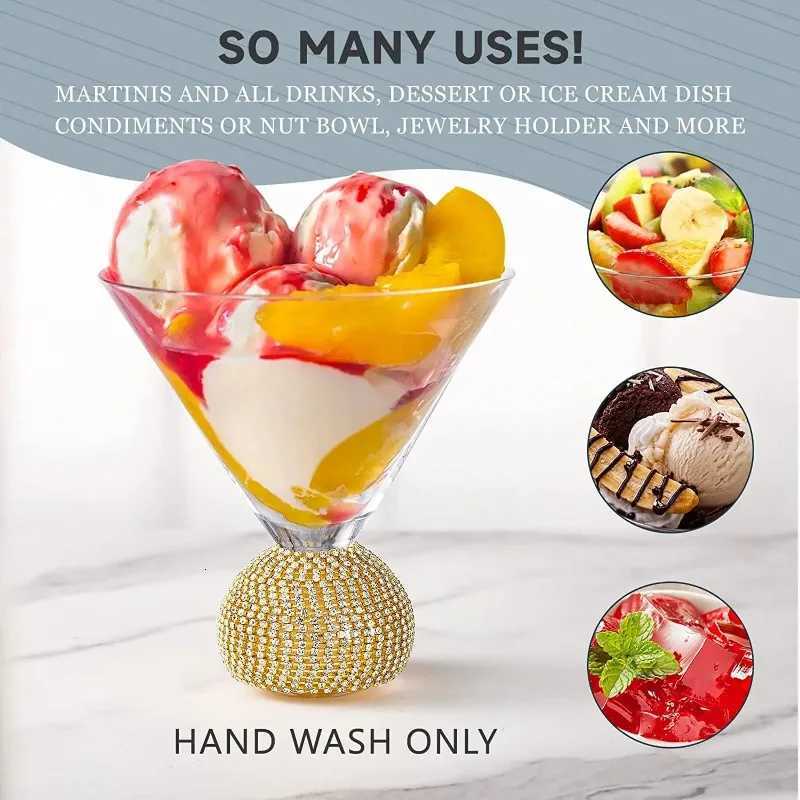 2Pcs Crystal Gold Rimmed Wine Glasses Set Elegant Rhinestone Diamond Decorative Long Stem Champagne Flutes Cocktail Glass Gifts C251126