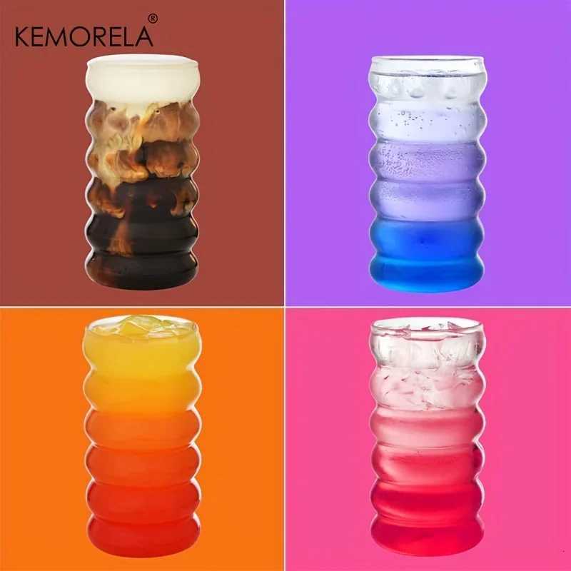 Creative And Transparant Glass Cup Heat-resistant Tumbler Drinkware Tea Juice Milk Coffee Mug Home Water Glasses Ripple Mug C251126