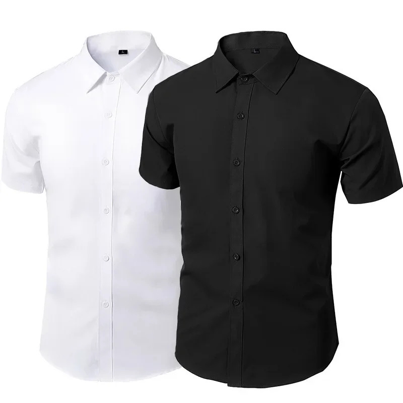Mens long sleeved casual shirt slim fit business style white workwear fashionable Korean version no ironing required 250425