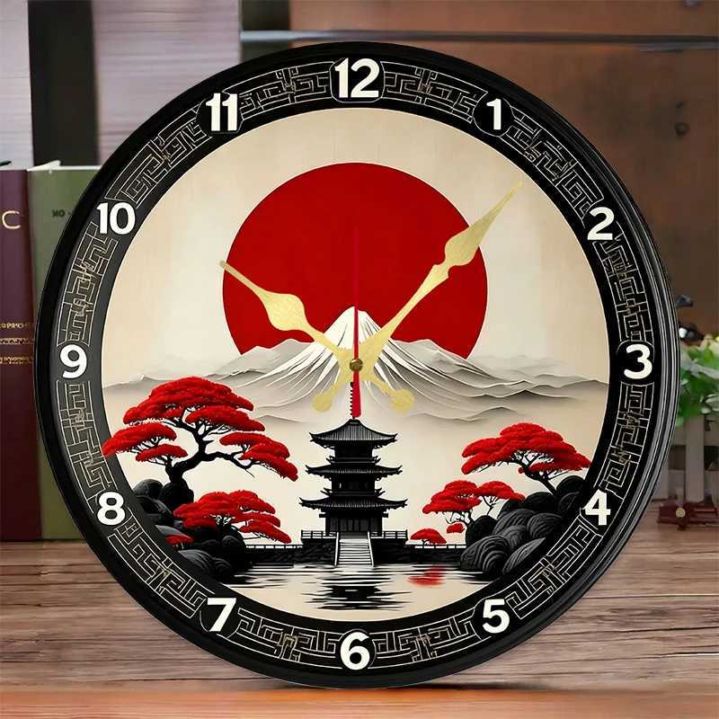 Mount Fuji Sunrise Wooden Round Silent Hanging Wall Clock Suitable For Living RoomOffice Study Room Bedroom Home Decoration C251126