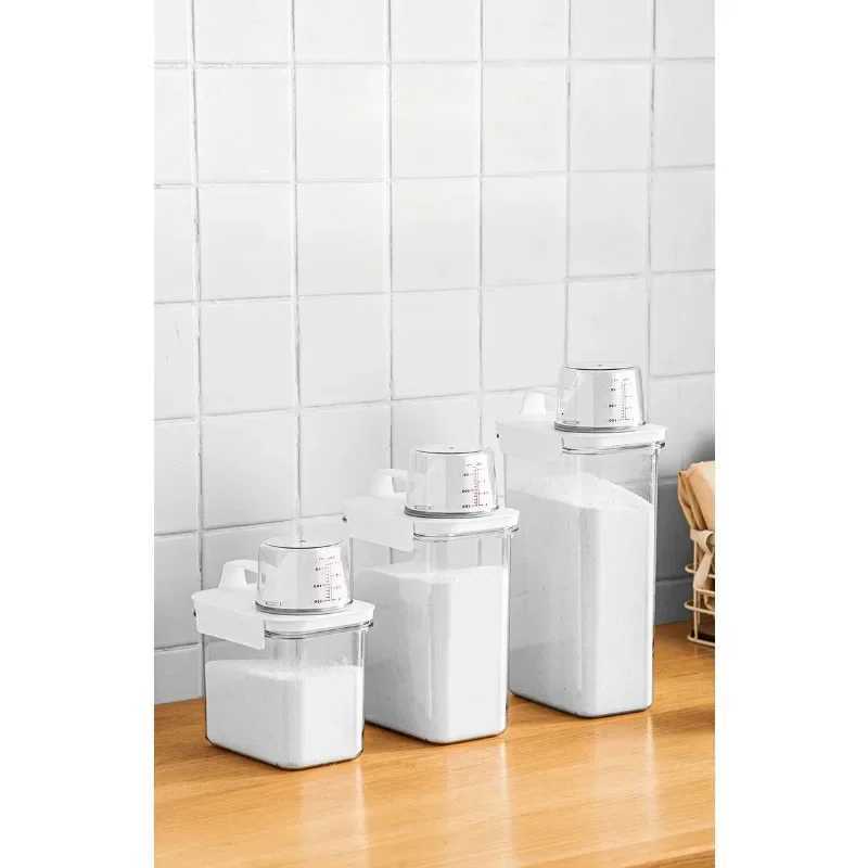 Laundry powder storage box bathroom laundry detergent storage tank transparent acrylic box household necessities Y251126