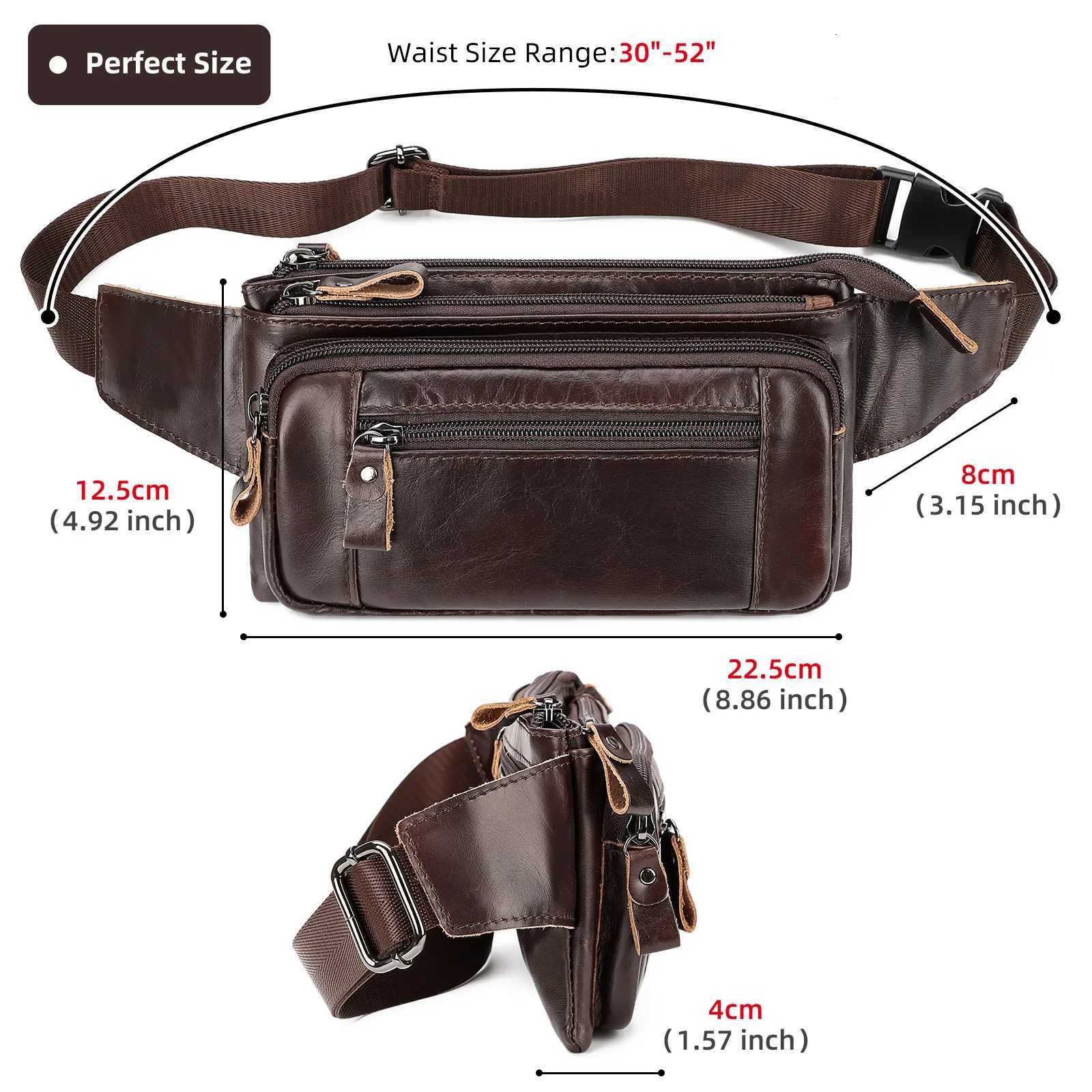 HUMERPAUL Brand Fashion Waist Packs Men Genuine Leather Organizer Travel Chest Bag Large Capacity Male Crossbody BagT251126