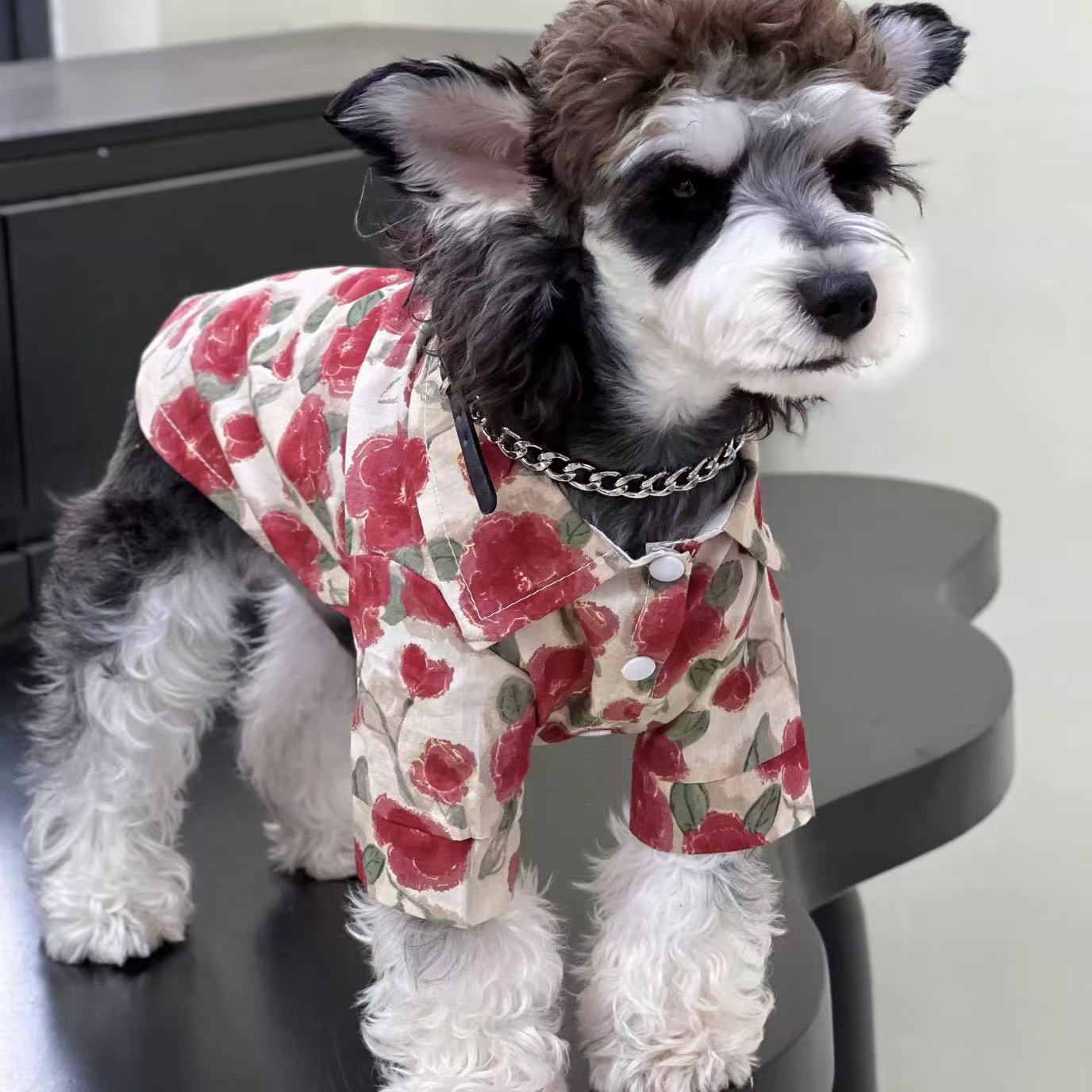 T0073Dog clothes spring and summer pet old flower denim shirt trend cat summer small and medium dogs Teddy Bichon Schnauzer