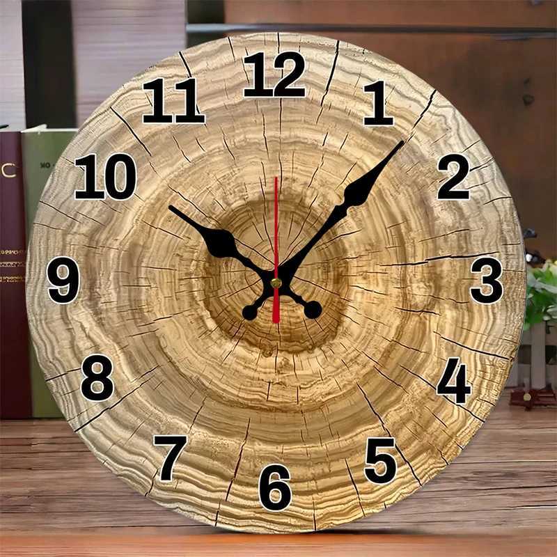 Tree Cross Section Wooden Round Silent Hanging Wall Clock Suitable For Living Room OfficeStudy Room Bedroom Home Decoration C251126