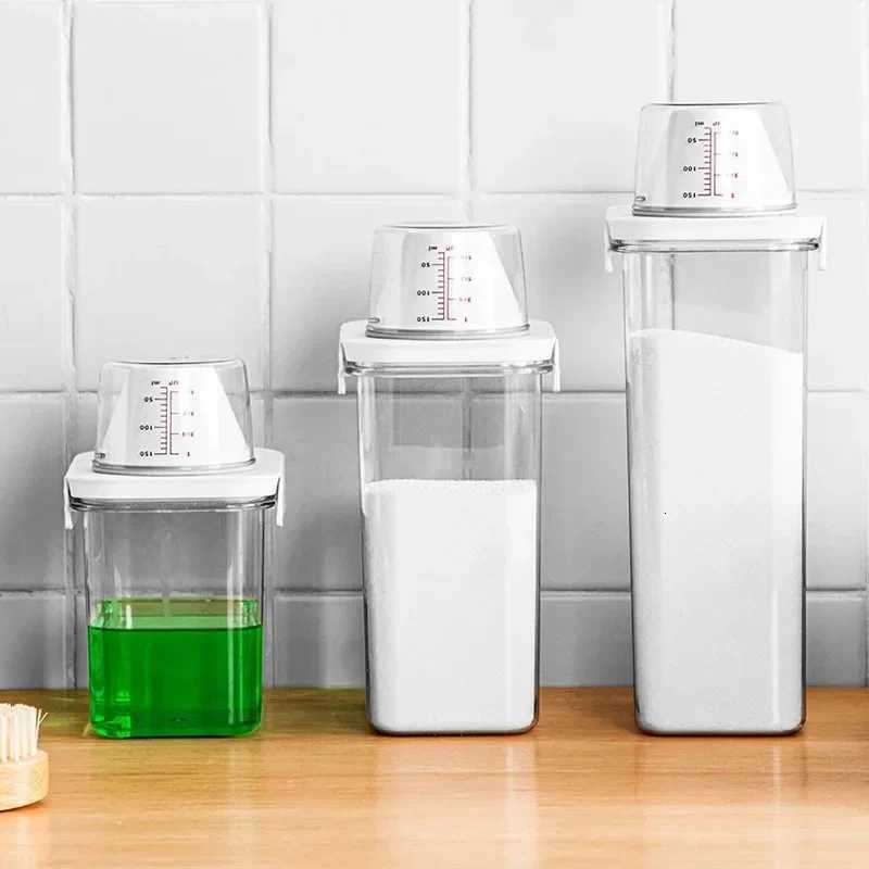 Laundry powder storage box bathroom laundry detergent storage tank transparent acrylic box household necessities Y251126