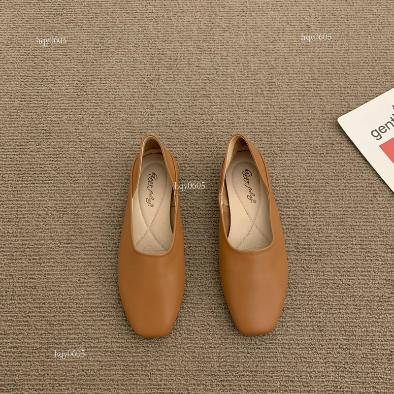 Top brand high-quality new-style designer soft leather soft sole women's spring 2025, women's new art single foot shoes, bean shoes new fash
