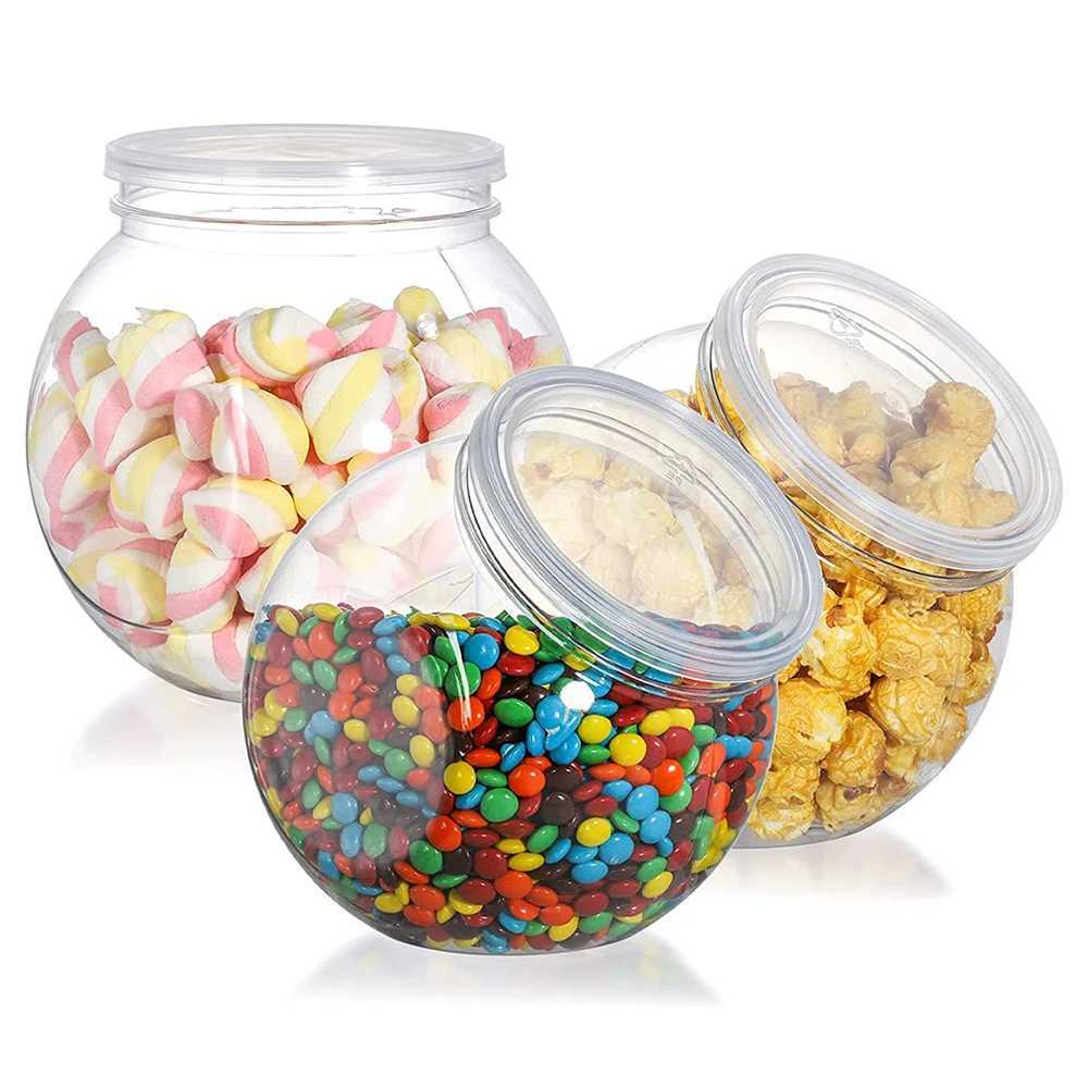 1Pc Candy Jar with Lid Plastic Clear Cookie Storage Container Wide Mouth Canister for Candy Snacks Cereal Jelly Dry Food Y251126