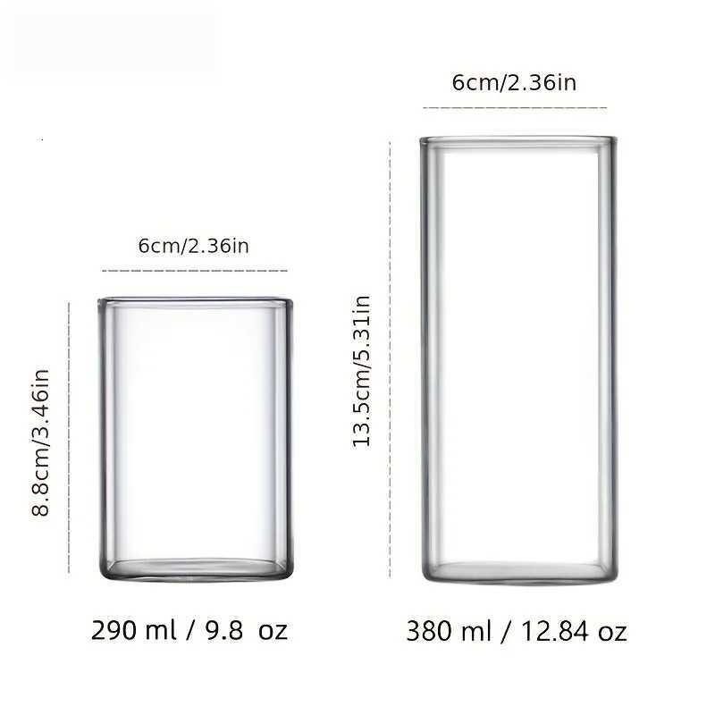 1PCS Creative Square Glass Transparent Cold Drink Large Capacity Iced Coffee Milk Tea Drinking Cup Red Wine Glass Coffee Cup C251126