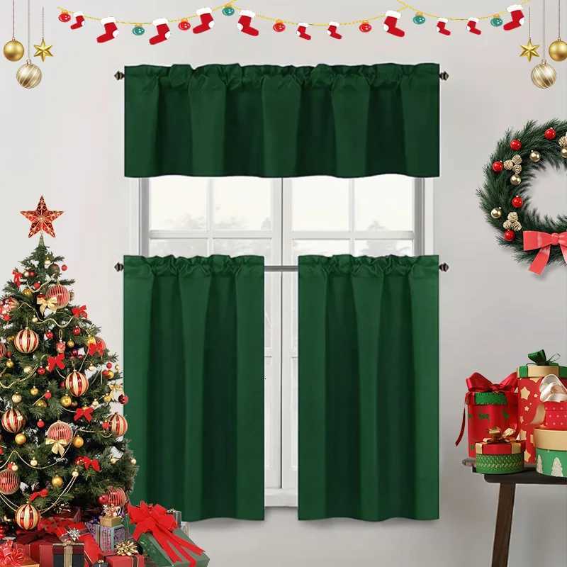 Curtain Christmas Christmas Solid Color Curtains Kitchen Curtains W106cm x H30cm 1PC W132cm x H61cm 1PC W70cm x H132cm 2PCS Y251126