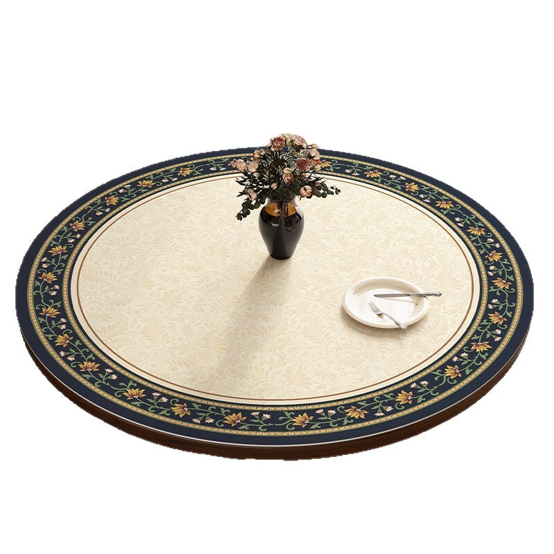 American Style Light Luxury Round Tablecloth Waterproof Oilproof Heatproof Washable Dining Leather Coffee Table Top Protector Mat ddmydog
