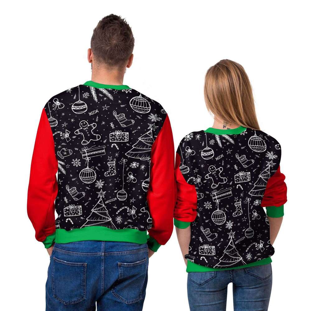 European American Christmas New Men's And Women's Crew Neck Sweatshirt 3D Digital Printing Couple Outfit Manufacturer