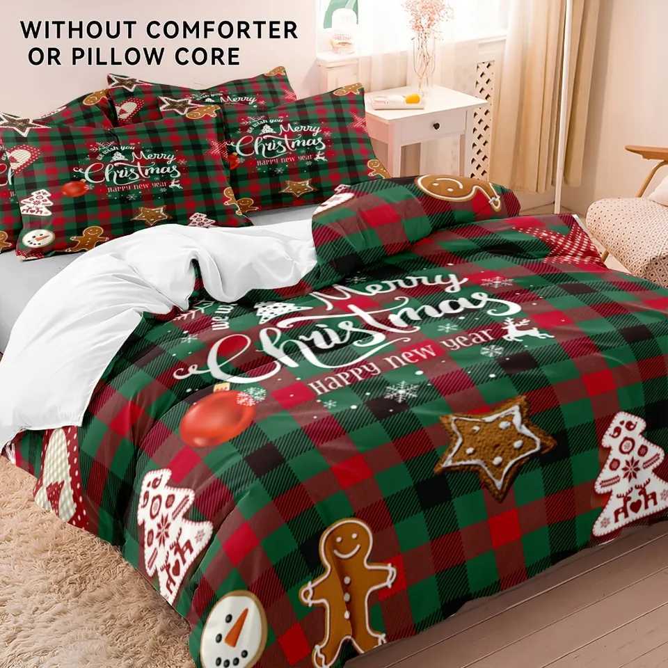 Christmas 3pcs Bedding Set Marry Christmas Print Cozy Duvet Cover Set King Queen Twin Single Size New Year Christmas Gift Bedroom Decor Y251126