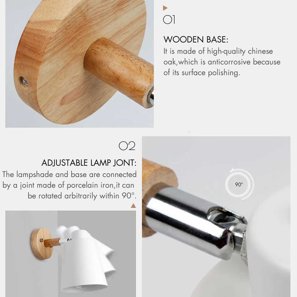 wooden wall lights bedside wall lamp wall sconce modern wall light for bedroom Nordic macaroon 6 color steering head E27 85-285V M251126