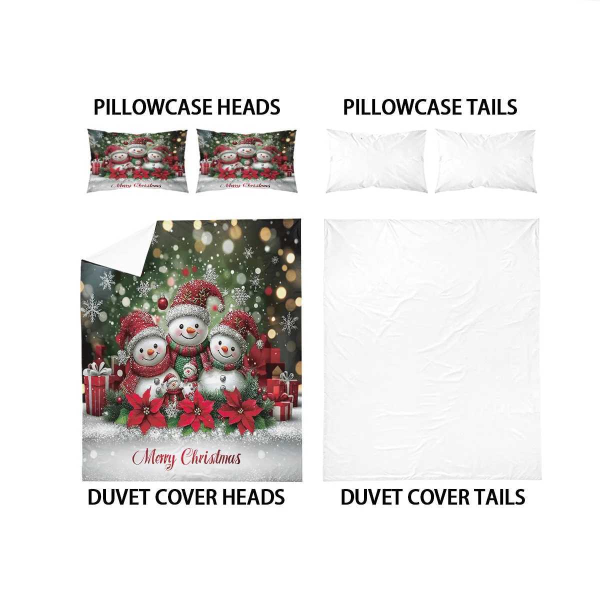 Christmas 3pcs Christmas Snowman Printed Chipless Bedding Set Multiple Sizes Bedrooms and Dormitories Comfortable and Machine Washable Y251126