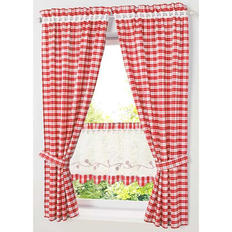 Curtain Christmas Pastoral Red/ Blue Plaid Short Curtains for Kitchen Window Treatments Kids Room Curtains for Bedroom Living Room Roman Blinds Y25112