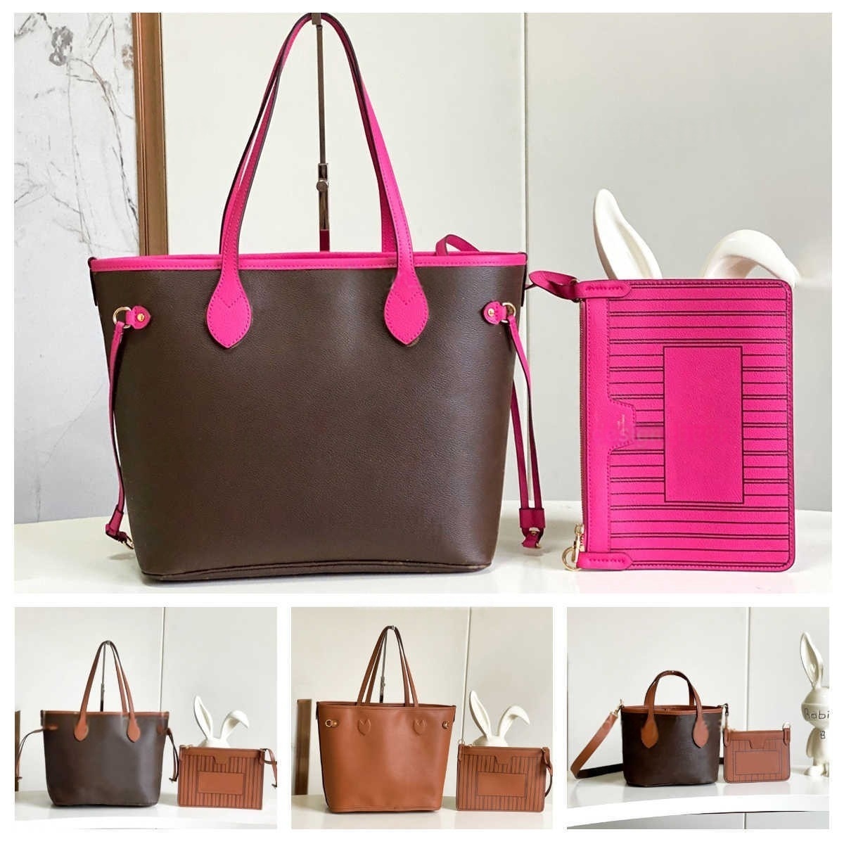 New Never Shopping bag Double Sided tote bag Classic Monogram handbag Mirror quality Designer Totes Weekend Bag Reversible Shoulder handbag mini Tote crossbody bag