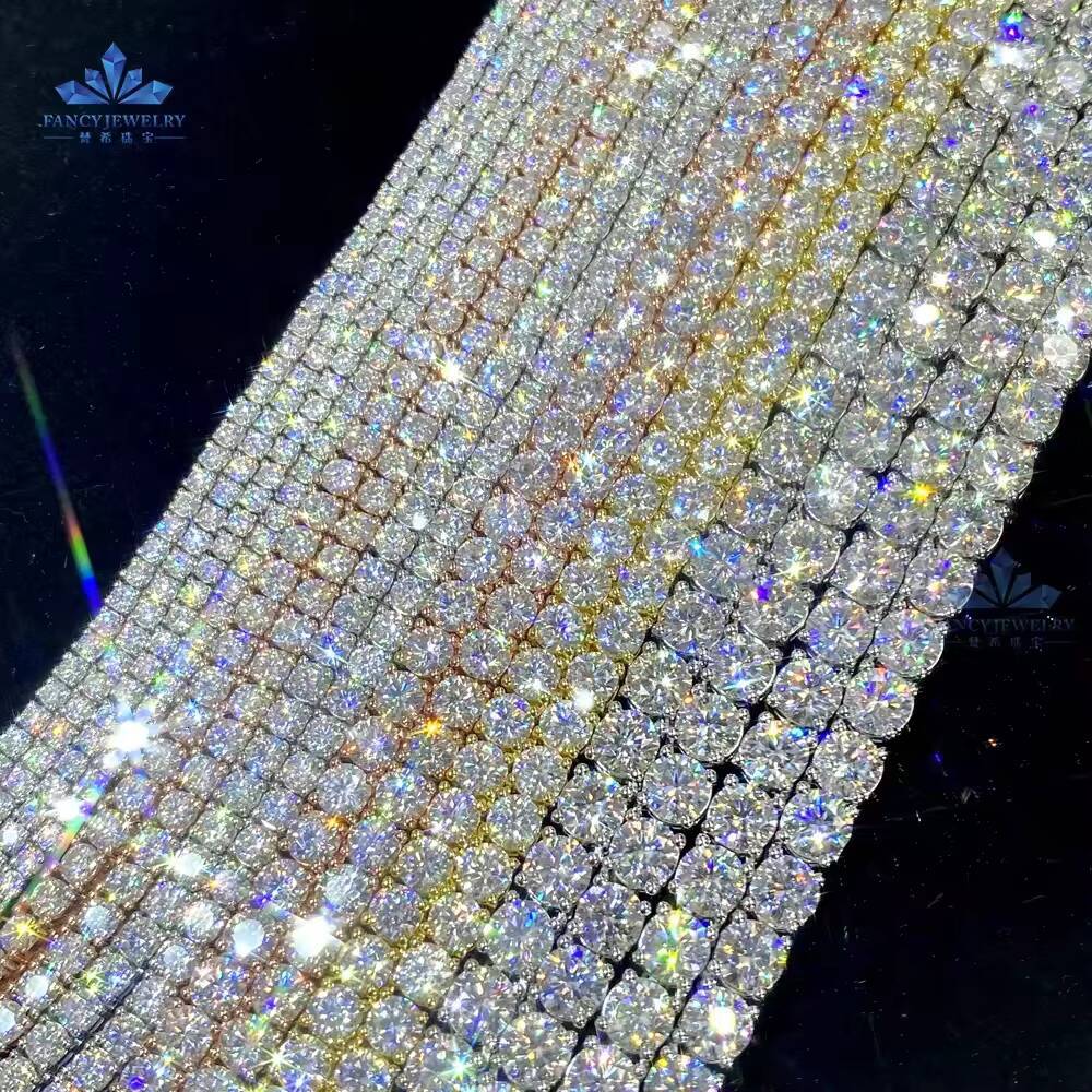 Cheapest Price 2MM 3MM 4MM 5MM 65MM Hip Hop Fine Jewelry 925 Sterling Silver D-VVS Diamond Moissanite Tennis Chain Bracelet
