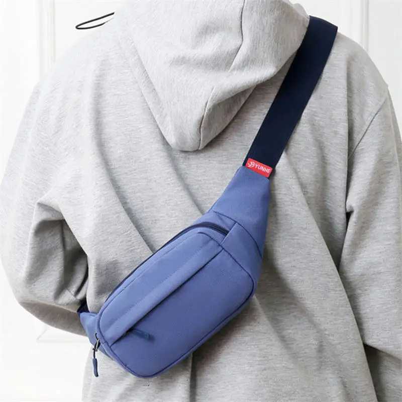 Unisex Minimalist Crossbody Waist Bag Men Women Portable Casual Sports Phone Bag Solid Color Large Capacity Chest BagsT251126