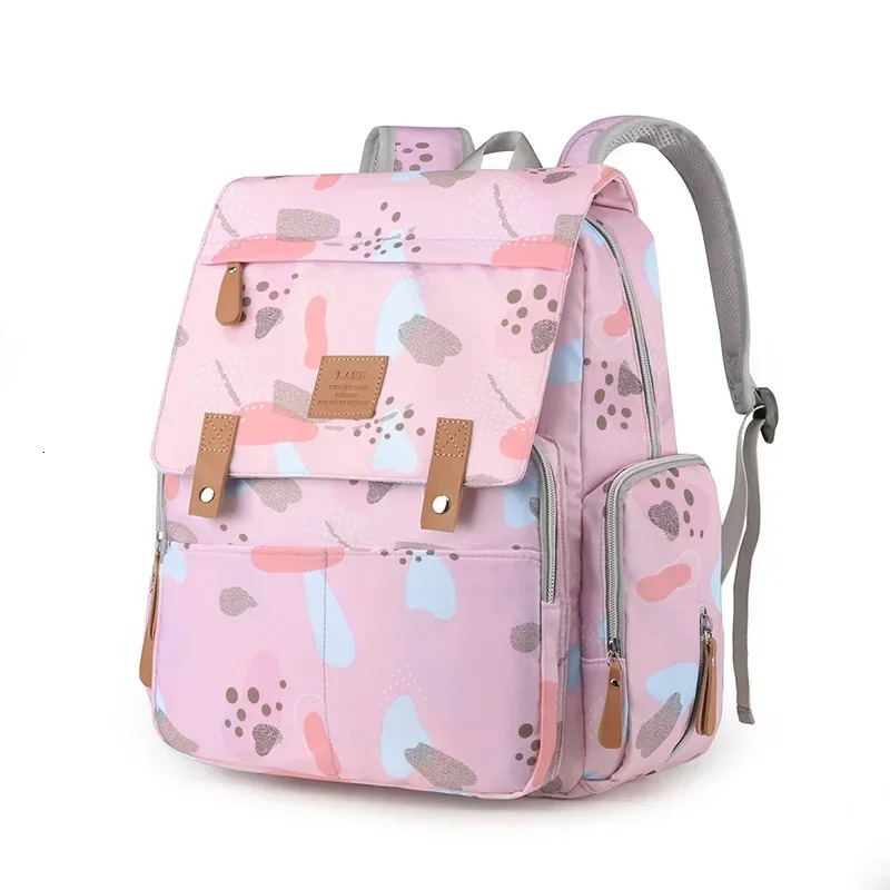 Mom bag nylon printing fashion multifunctional mom and baby walking travel large capacity urine 250414z