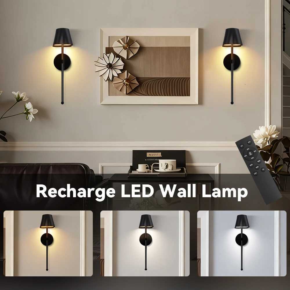 2PCS Wireless Wall lamp Hotel Home Interior Decor Rechargeable Lighting Warm/Cold White Corridor Bedroom Bedside Wall Light M251126