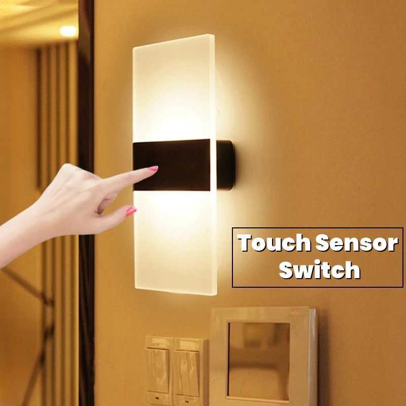 Touch Sensor Switch LED Wall Lamp USB Rechargeable Wireless Acrylic Stair Night Light Bedroom Aisle Kitchen Wall Sconce Lighting M251126