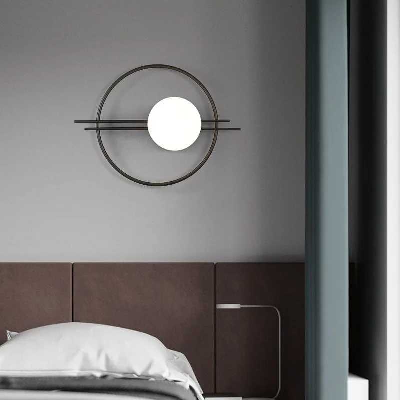 Modern led Wall Lamp Gold/Black Round Wall Light Background Wall Lamps Bedroom Bedside Living Room LED Wall Sconce Lamp M251126