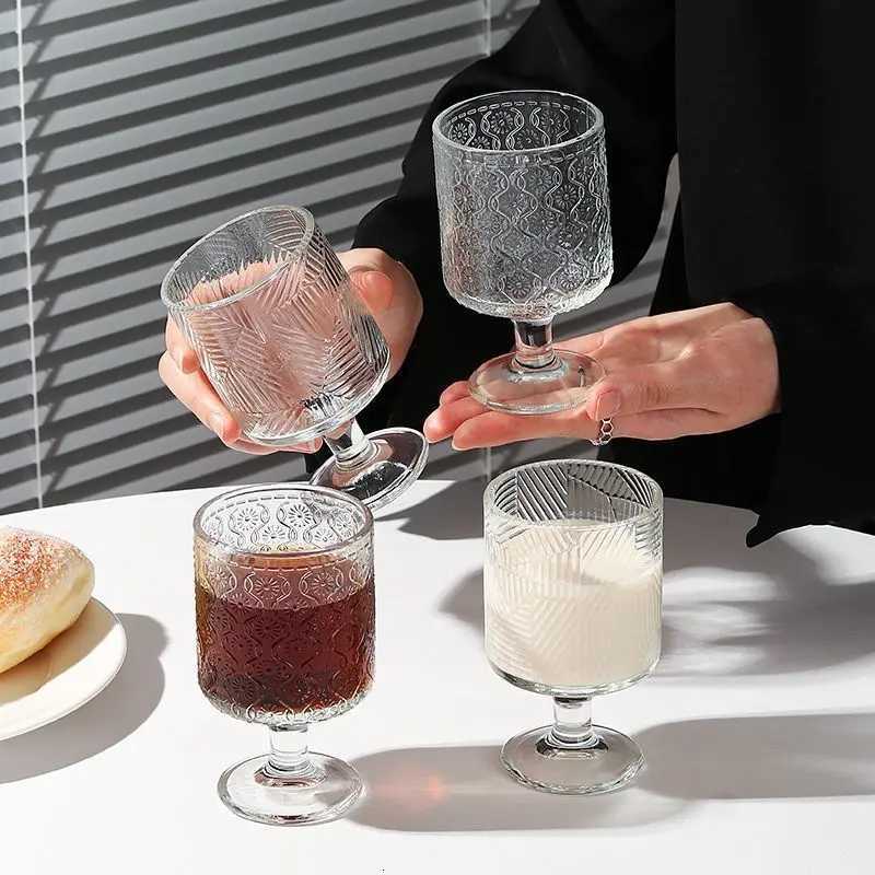 Vintage ins Wind Sunflower glass high appearance level wine glass design sense drink juice stemware glass C251126