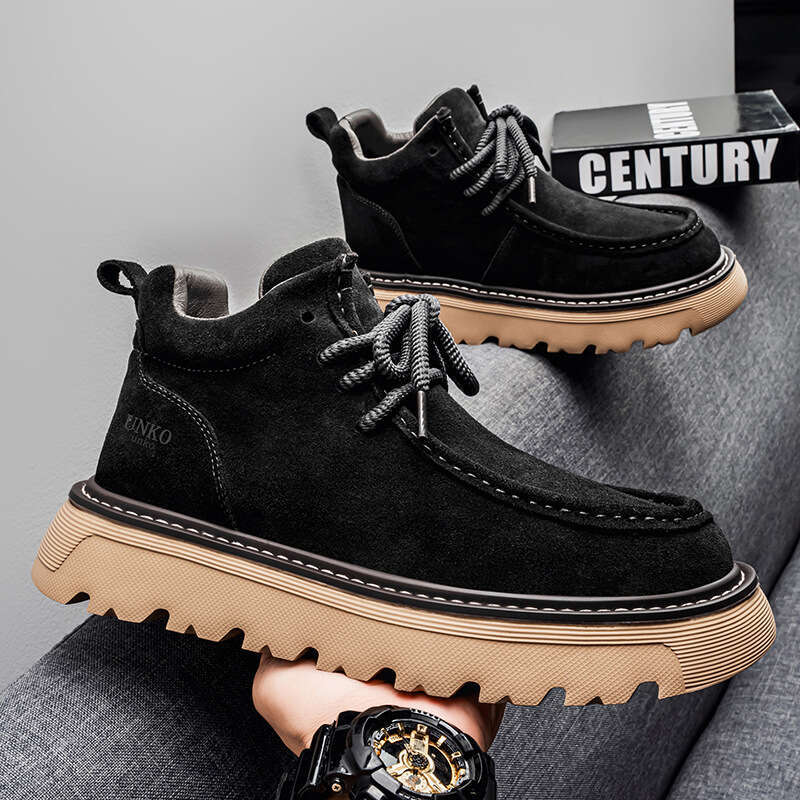 Free shipping designer new Autumn Winter High Top 2025 New Suede Thick Sole Sneakers Fashion Trendy Men's Versatile Sports Casual Shoes without b