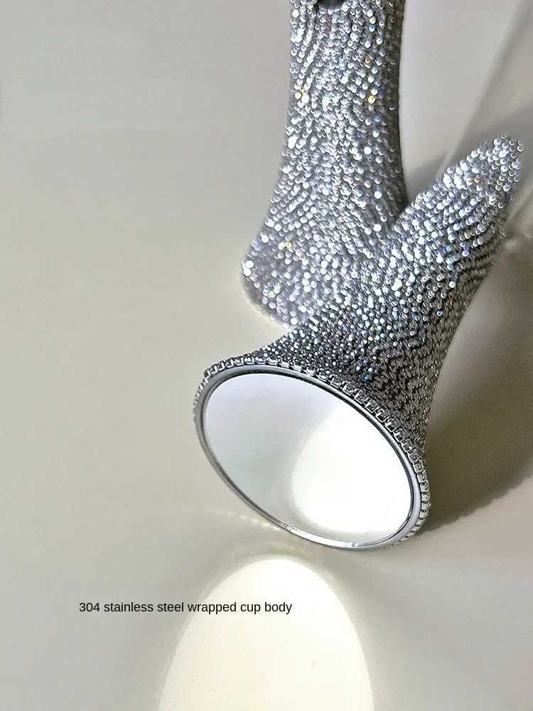 Diamond Womens Champagne mug Set with Diamond Crystal Glass High Leg Wine Cup Drink Cup Gift Wine Glass Beautiful Cups 150ml C251126