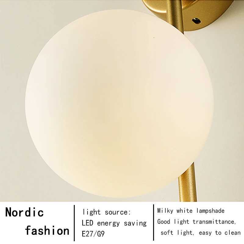 LED Glass Ball Wall Lamp Voltage 110V 220V Black/Gold Upholstery Light For Living Room Bedroom Bedside Aisle Stair Wall Light M251126