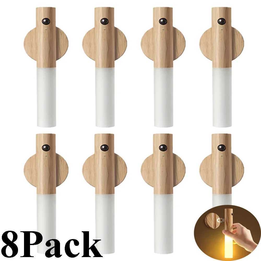 8Pack Smart Motion Sensor Night Light Wireless Magnetic USB Rechargeable LED Wall Light for Corridor Bedroom Bathroom Kitchen M251126