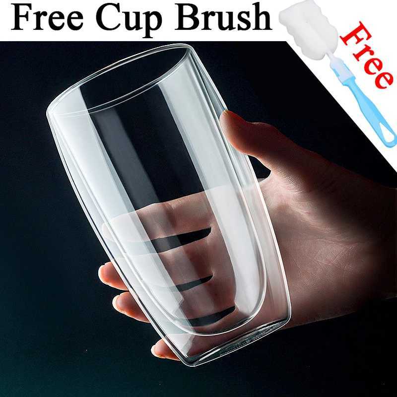 Transparent Glass Coffee Cup Milk Whiskey Tea Beer Double Creative Heat Resistant Cocktail Vodka Wine Mug Tumbler Drinkware Gift C251126
