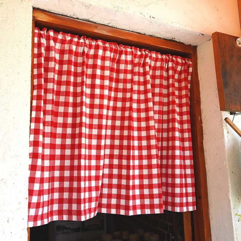 Curtain Christmas Red and White Check Kitchen Window Valance Door Half Short Gingham Farmhouse Plaid Textured Short Window Drape Panel Home Decor Y251