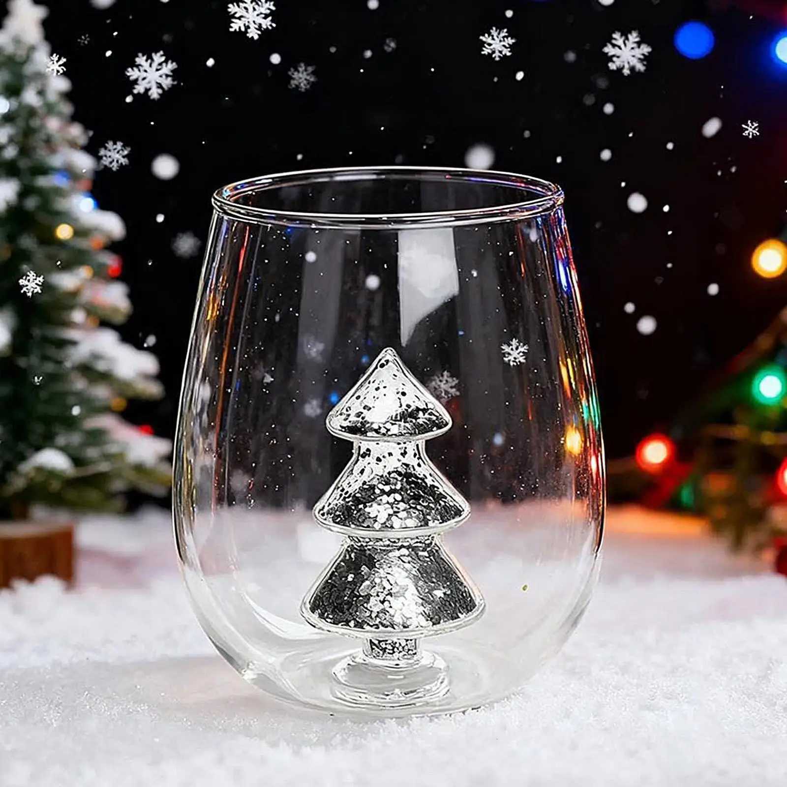 Creative Glass Christmas Cup 3D Christmas Tree Inside Mug Wine Glass for Daily Party Drinking Glasses Coffee Milk Mug Lover Gift C251126