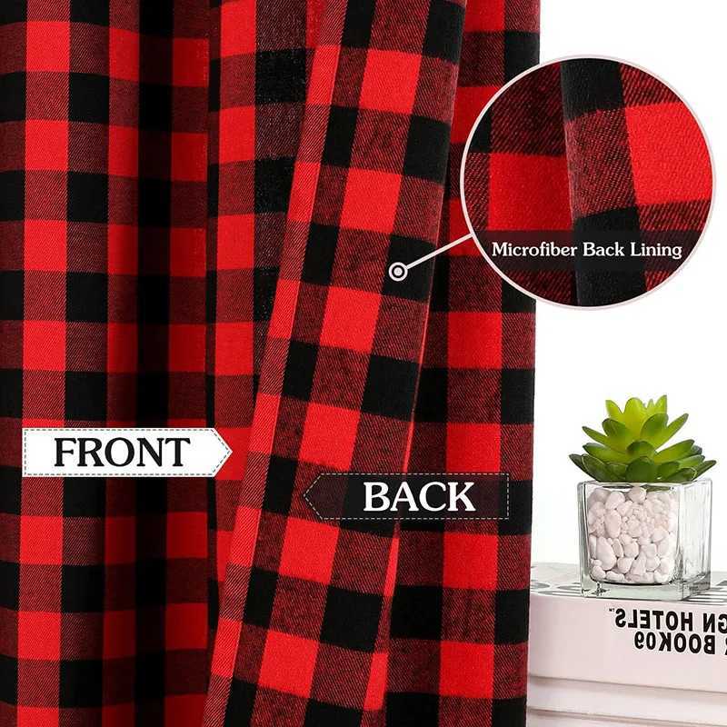 Curtain Christmas 1Panel Buffalo Check Curtains Black Red Plaid Blackout Drapes Farmhouse Kitchen Country Living Room Bedroom Christmas Decoration Y25