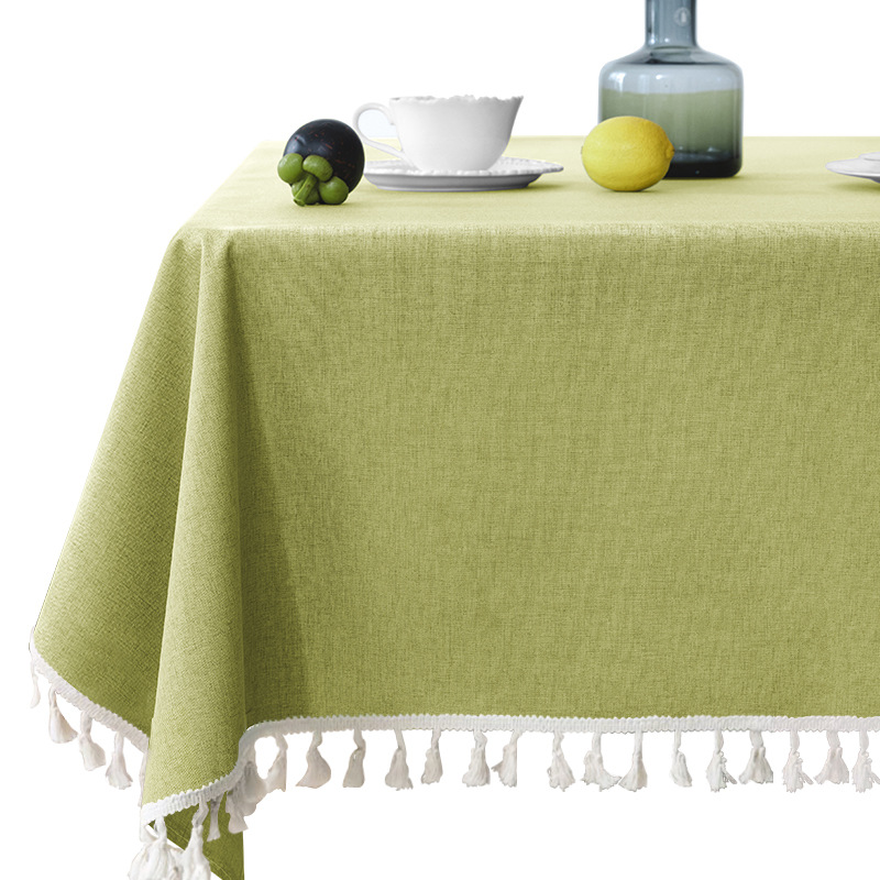 XX0295 waterproof and oil-proof tablecloth cotton and linen tassel tablecloth high-grade wash-free solid color restaurant coffee table tablecloth