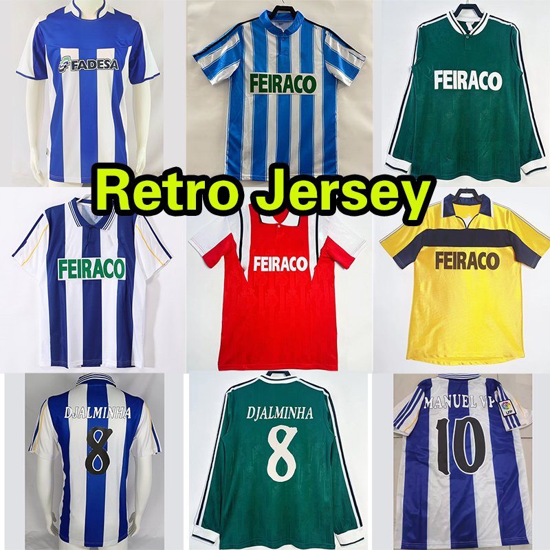 97 98 99 00 Deportivo de La Coruna DJALMINHA Retro Soccer Jerseys 1997 1998 1999 2000 Silva SCALONI VALERON LEON Depor Home Away Classic Vintage MEN Football Shirt