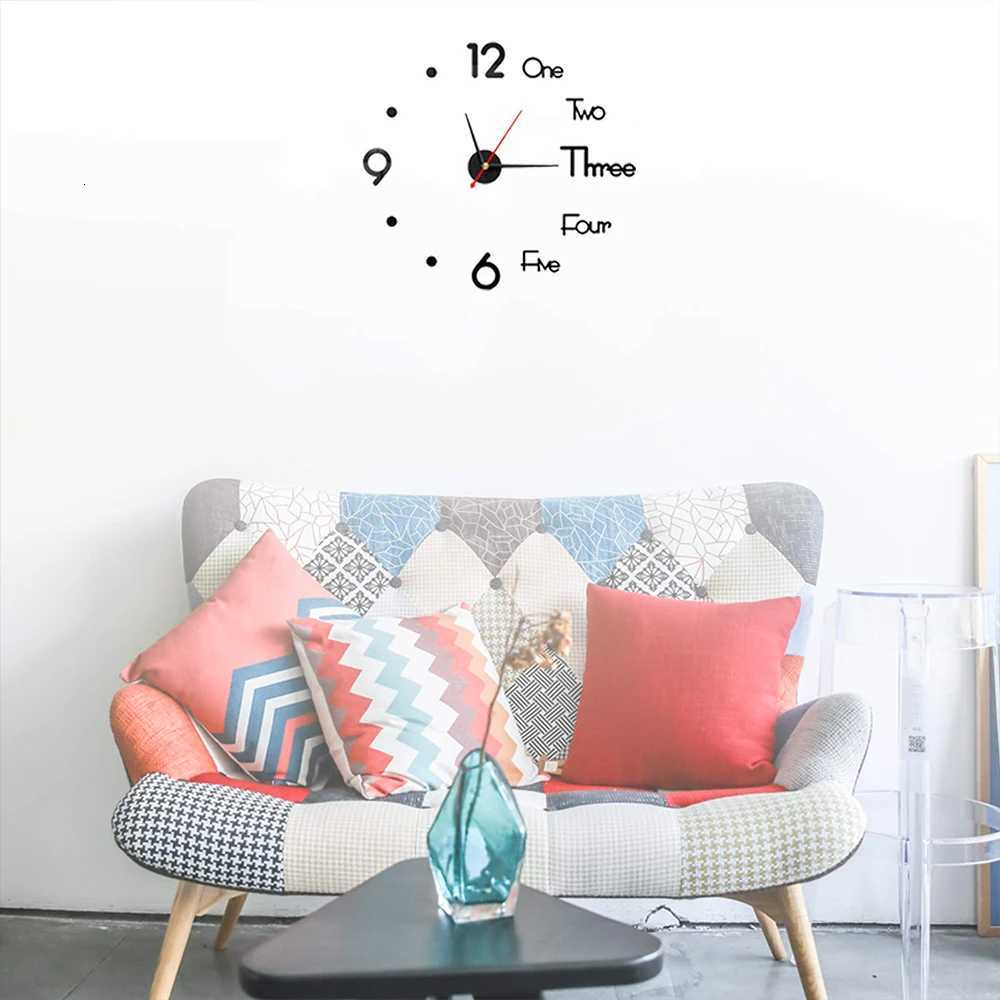 Wall Clock DIY 3D Mirror Acrylic Number Display Silent Quartz Movement Clock Stickers Home Decoration for Living Room Bedroom C251126